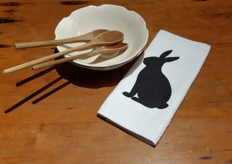 Black Rabbit Silhouette Tea Towel - Easter & Spring Collection