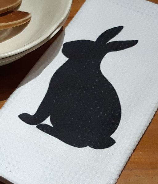 Black Rabbit Silhouette Tea Towel - Easter & Spring Collection