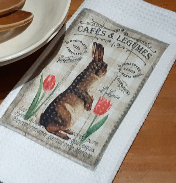 French Rabbit Tea Towel - Easter & Spring Collection